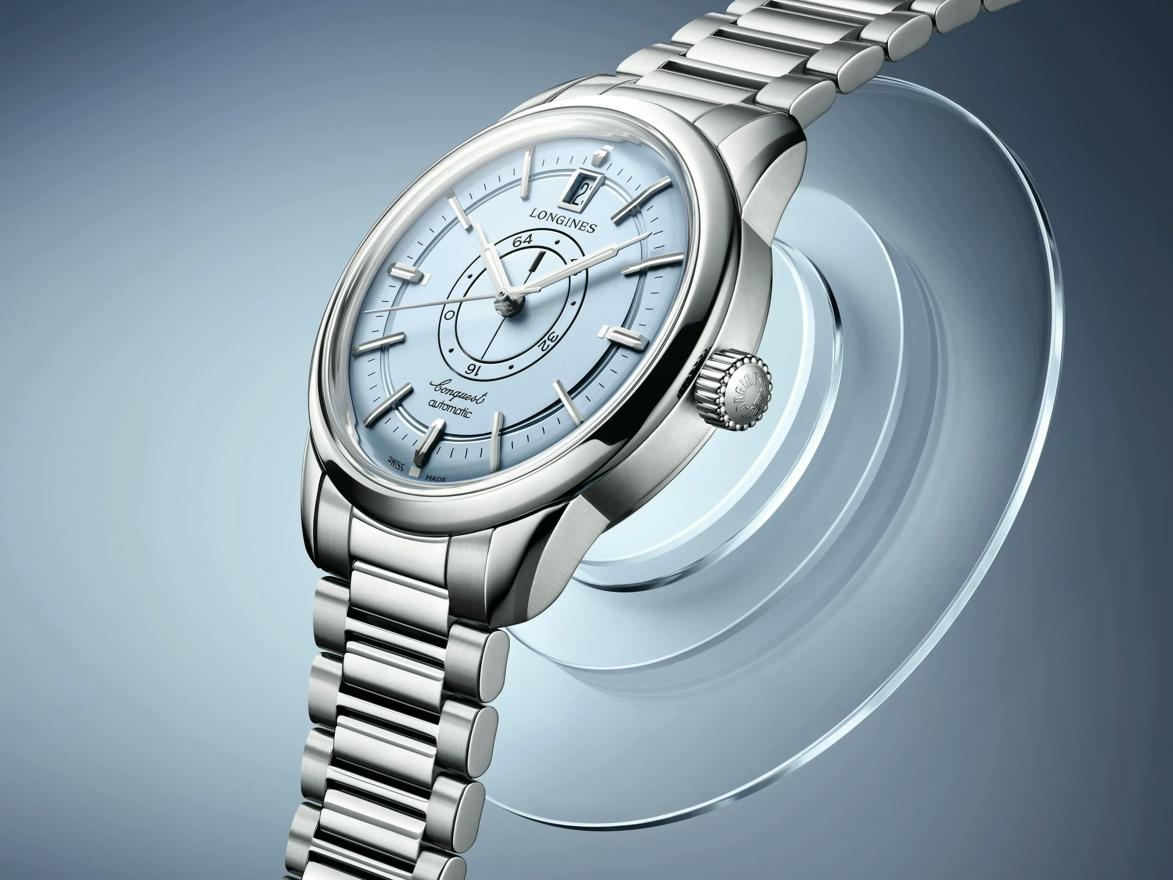 Longines Conquest Heritage Central Power Reserve on the five-link steel bracelet