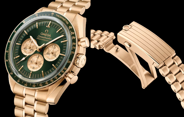 Omega Quietly Drops the New Speedmaster Moonshine Gold Green Dial